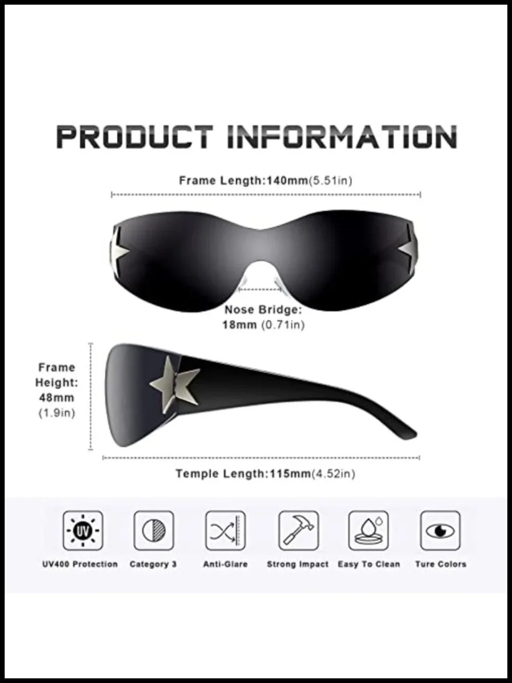 Y2K Wrap Around Oversized Frameless Sunglasses UV400